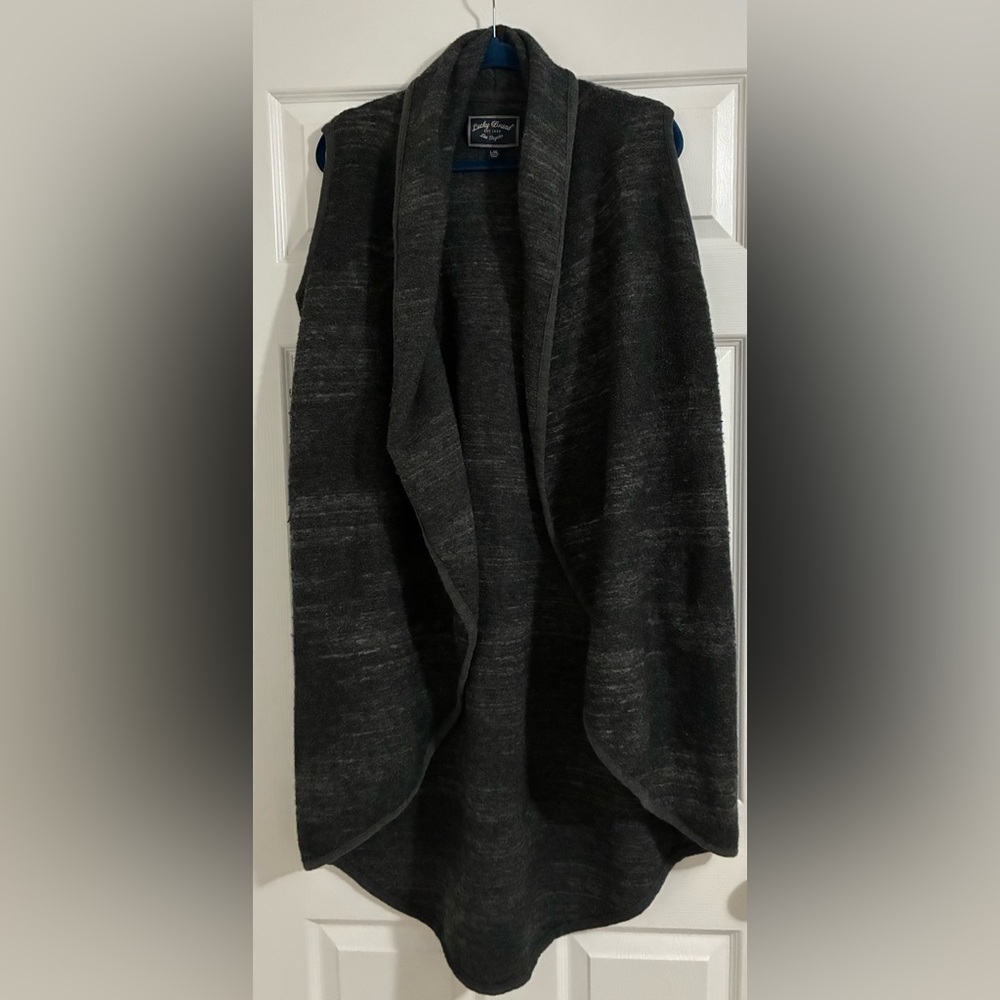 Lucky Brand Charcoal Open Front Long Sweater Vest